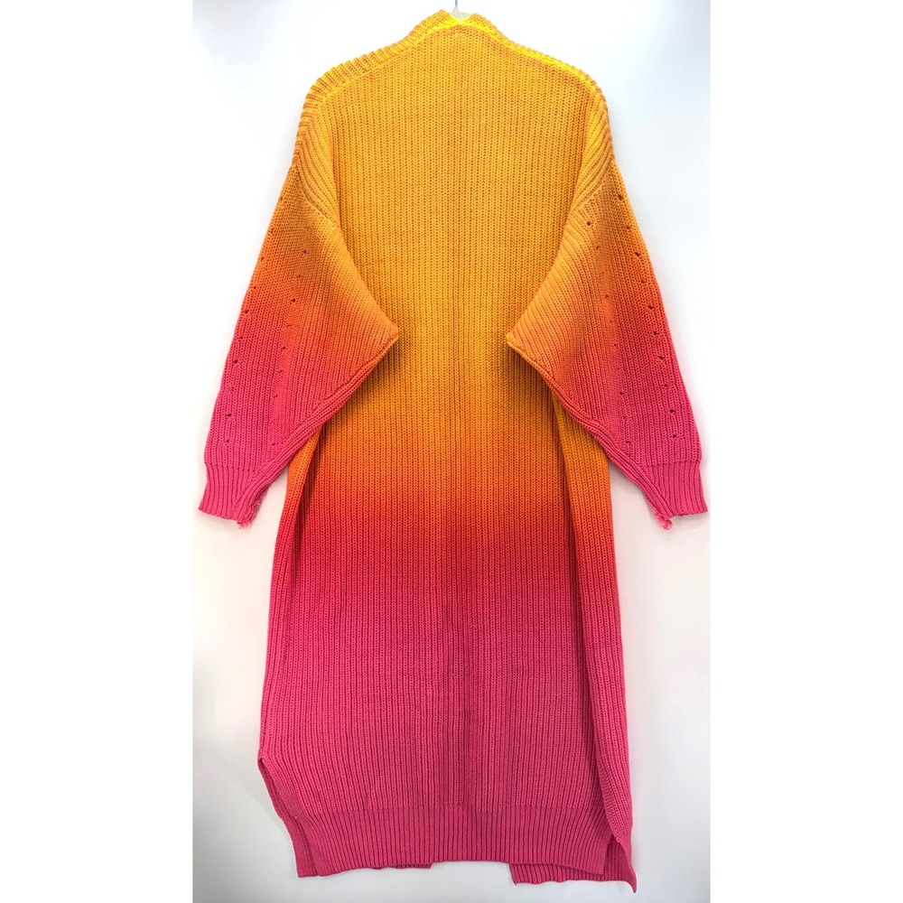 NWOT Free People Come Together Ombre Duster Cardigan Orange Boho Knit Sz XS - Picture 2 of 10